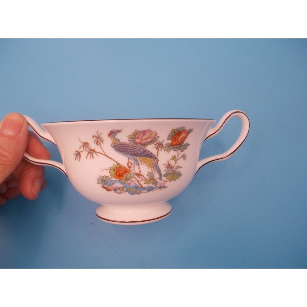 Wedgwood Kutani Crane Bone China Cream Soup Bowl Two Handled Made in England